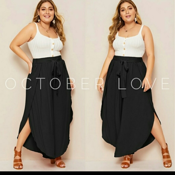 Pants - Black Split/Open Leg Pants with Tie Sz 3X.